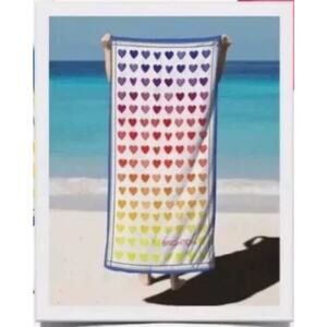 Brighton Beach Towel, Rainbow Hearts, Soft Pool Towel